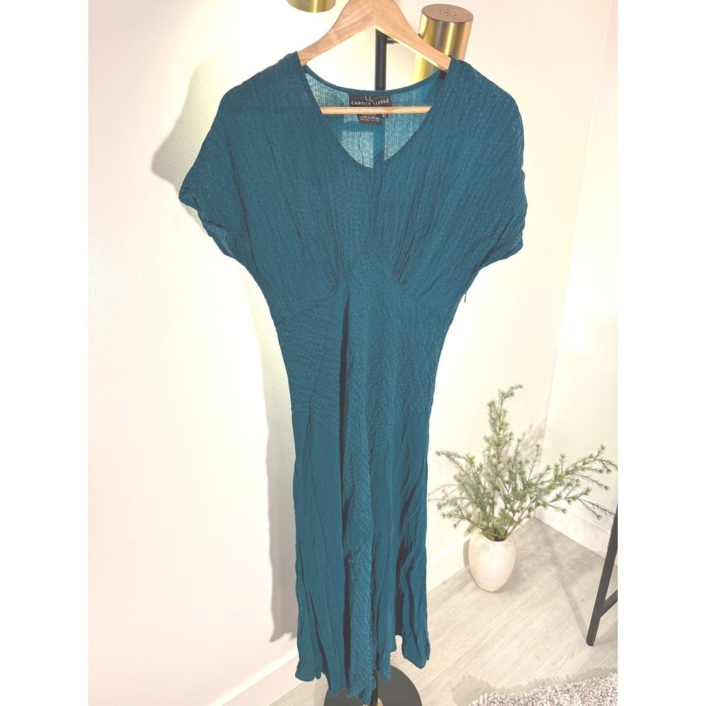 Carole Little midi fit flare gardening tea dress festival GUC cute comfort L 10
